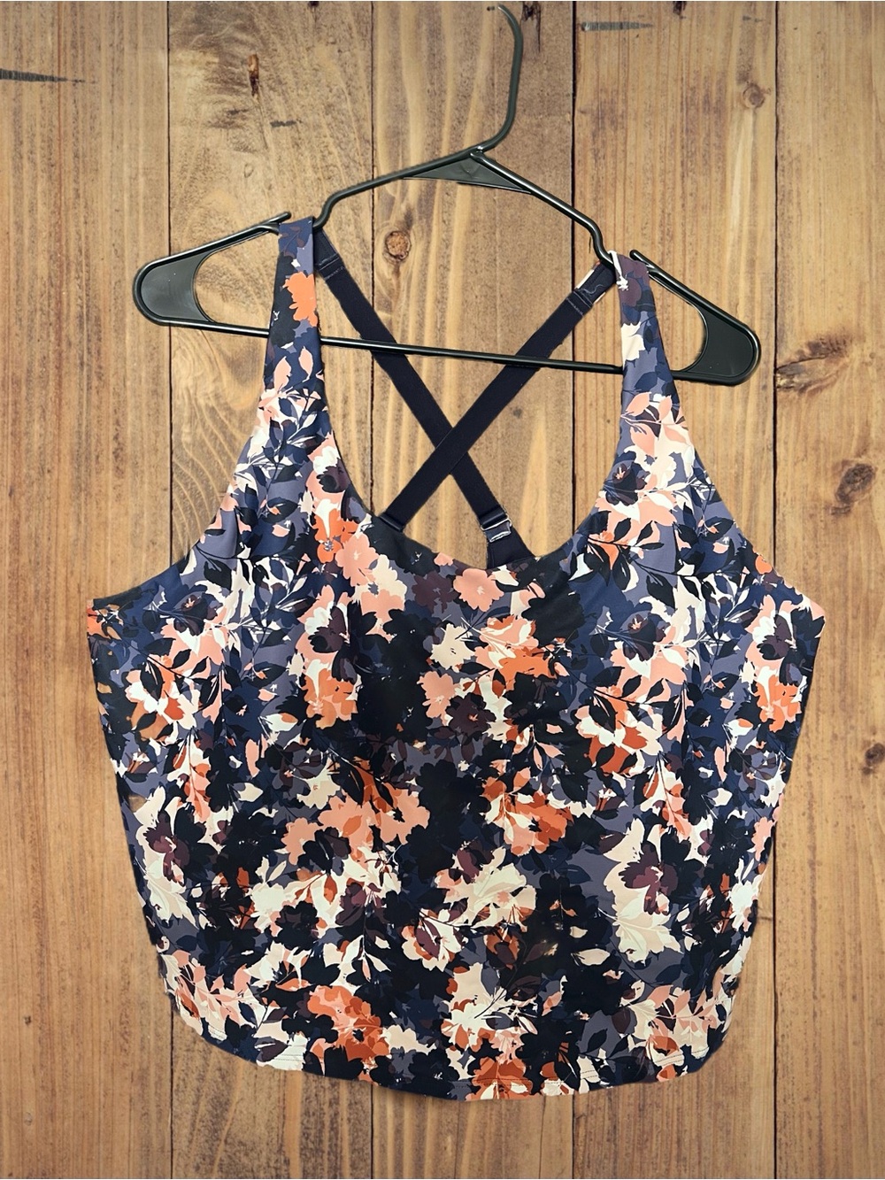 Old Navy 3X Plus Floral Sports Bra Dark Blue & Peach